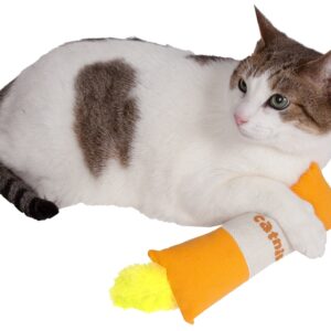 Pet Life Rectangular Duffle Crinkle Plush Faux Fur Teaser Catnip Kitty Cat Toy