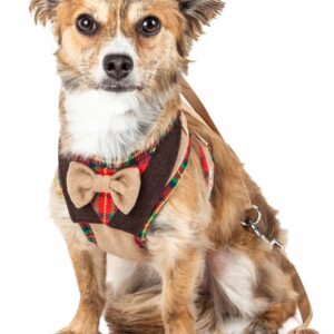 Pet Life Luxe 'Dapperbone' 2-In-1 Mesh Reversed Adjustable Dog Harness-Leash W/ Fashion Bowtie