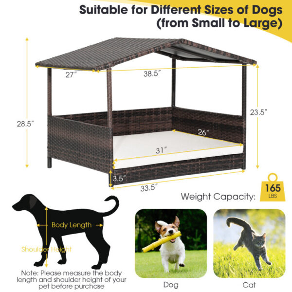 Outdoor Wicker Dog House with Weatherproof Roof - Image 13