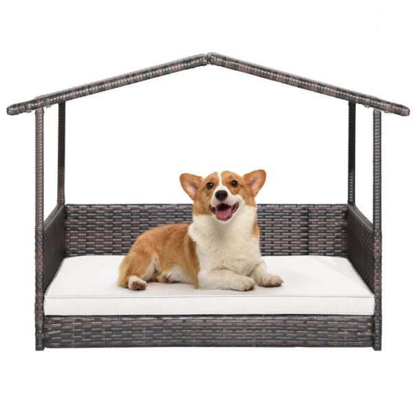 Outdoor Wicker Dog House with Weatherproof Roof - Image 16