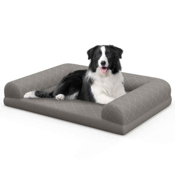 Egg-Foam Dog Crate Bed with 3-Side Bolster and Removable Washable Bed Cover - Image 4