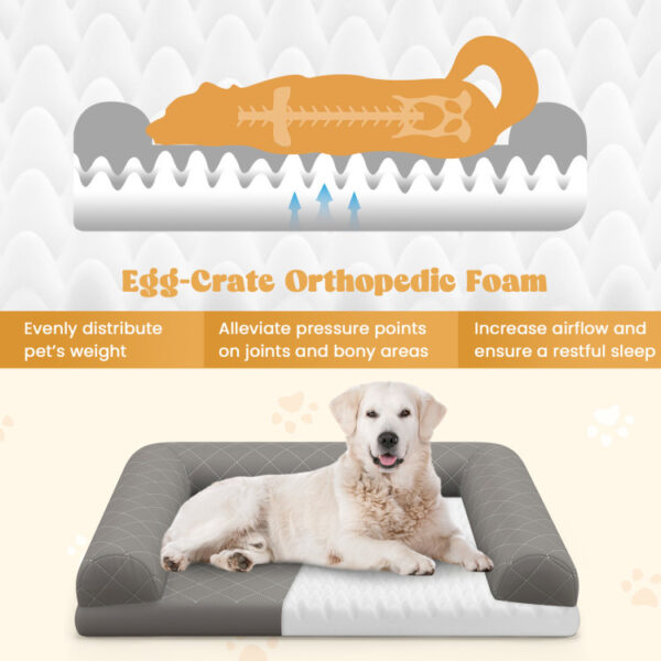 Egg-Foam Dog Crate Bed with 3-Side Bolster and Removable Washable Bed Cover - Image 7
