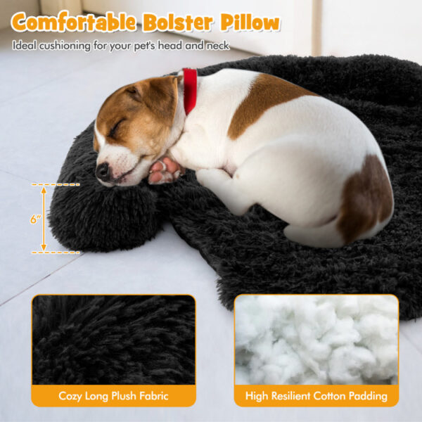 Black Plush Calming Dog Couch Bed with Anti-Slip Bottom - Image 16
