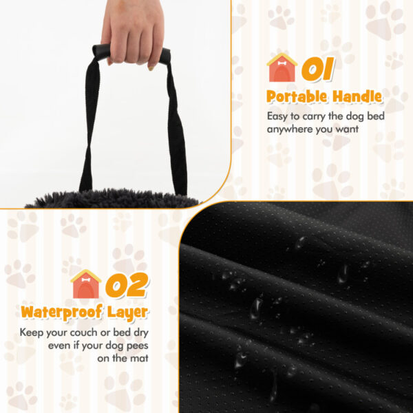 Black Plush Calming Dog Couch Bed with Anti-Slip Bottom - Image 9