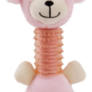 Pet Life Totty-Chew' Plush and Rubber Squeaking Newborn Teething Cat and Dog Toy