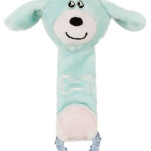 Pet Life Moo-Born' Plush Squeaky and Crinkle Newborn Rubber Teething Cat and Dog Toy