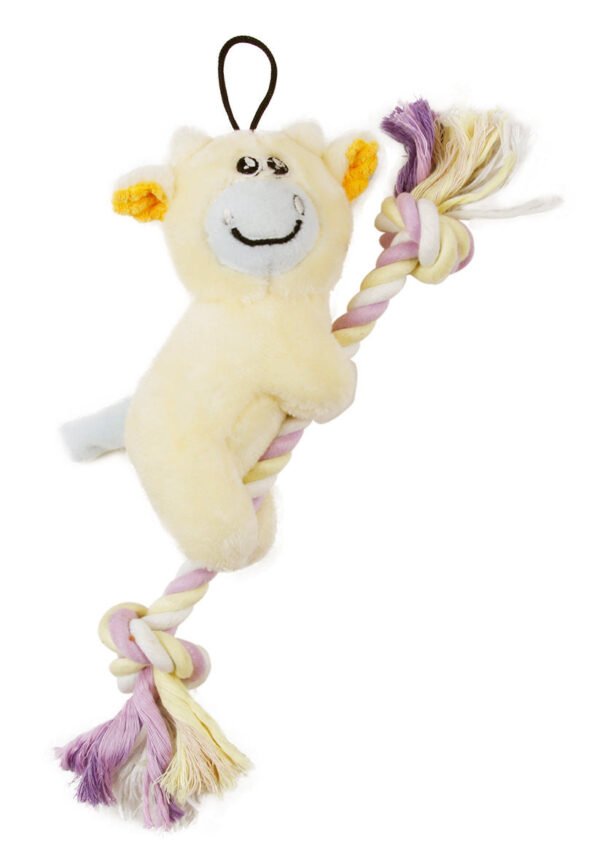 Pet Life 'Broom-Lick' Plush and Jute Rope Squeaking Newborn Cat and Dog Toy - Image 2