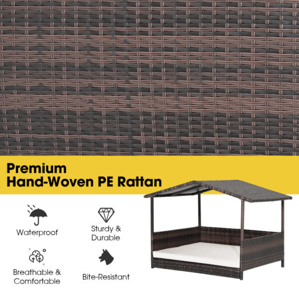 Outdoor Wicker Dog House with Weatherproof Roof - Image 14