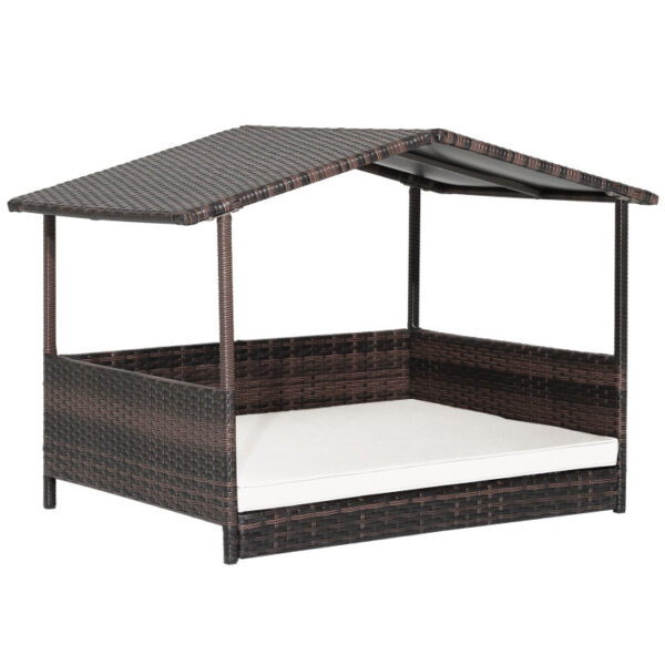 Outdoor Wicker Dog House with Weatherproof Roof - Image 10