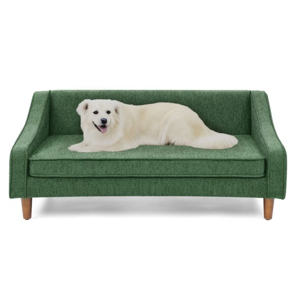 Durable Elevated Dog Sofa Bed,Pet sofa with modern irregular armrest design,Comfortable soft dog sofa-Green - Image 5
