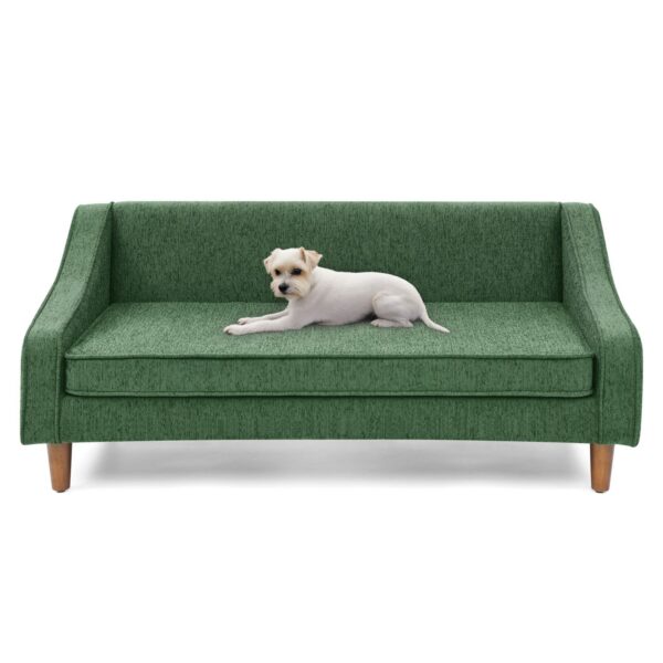 Durable Elevated Dog Sofa Bed,Pet sofa with modern irregular armrest design,Comfortable soft dog sofa-Green - Image 6