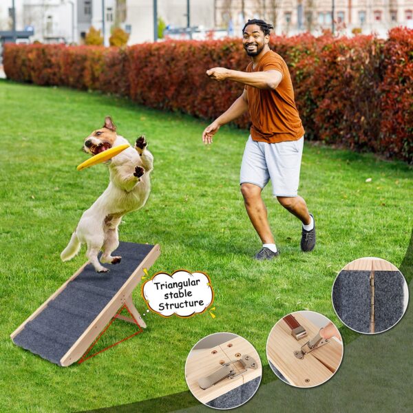 Dog Ramp, 32.6" Long and 11.8" Wide Wooden Folding Portable Pet Ramp - Image 7