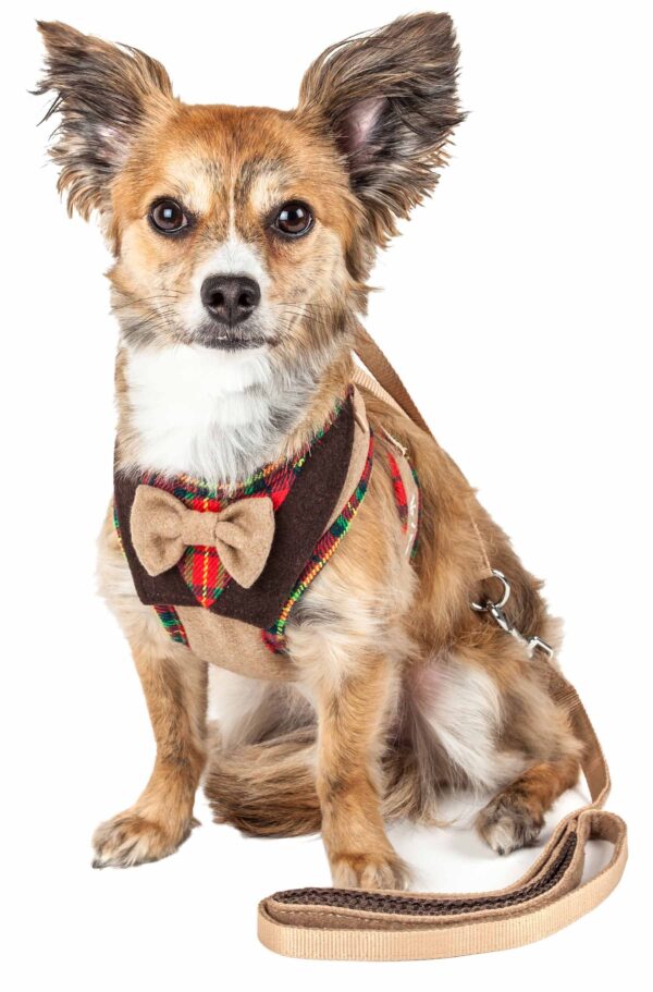 Pet Life Luxe 'Dapperbone' 2-In-1 Mesh Reversed Adjustable Dog Harness-Leash W/ Fashion Bowtie - Image 35
