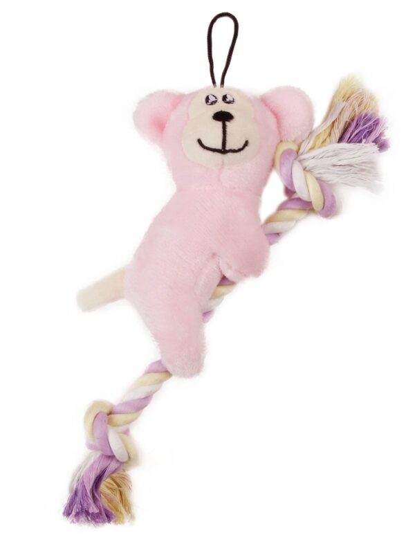 Pet Life 'Broom-Lick' Plush and Jute Rope Squeaking Newborn Cat and Dog Toy - Image 4