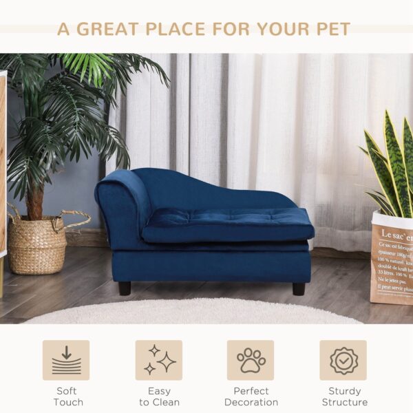 PawHut Luxury Small Dog Couch with Storage for Mini Dachshunds - Blue - Image 7