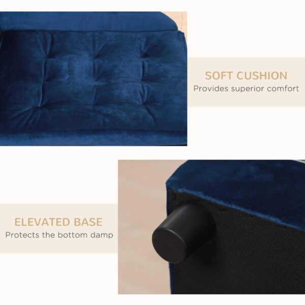 PawHut Luxury Small Dog Couch with Storage for Mini Dachshunds - Blue - Image 8