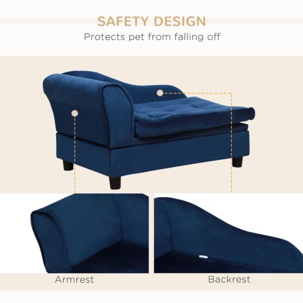 PawHut Luxury Small Dog Couch with Storage for Mini Dachshunds - Blue - Image 9