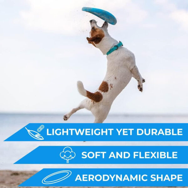 Dog Frisbee Toy Safe for Teeth Outdoor Floating Flying Disk for Small Medium and Large Breed Dogs Lightweight Dog Catch and Fetch Toy Outside Dog Yard Toys Blue - Image 3