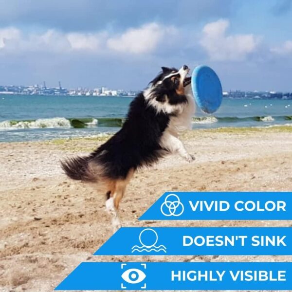 Dog Frisbee Toy Safe for Teeth Outdoor Floating Flying Disk for Small Medium and Large Breed Dogs Lightweight Dog Catch and Fetch Toy Outside Dog Yard Toys Blue - Image 4