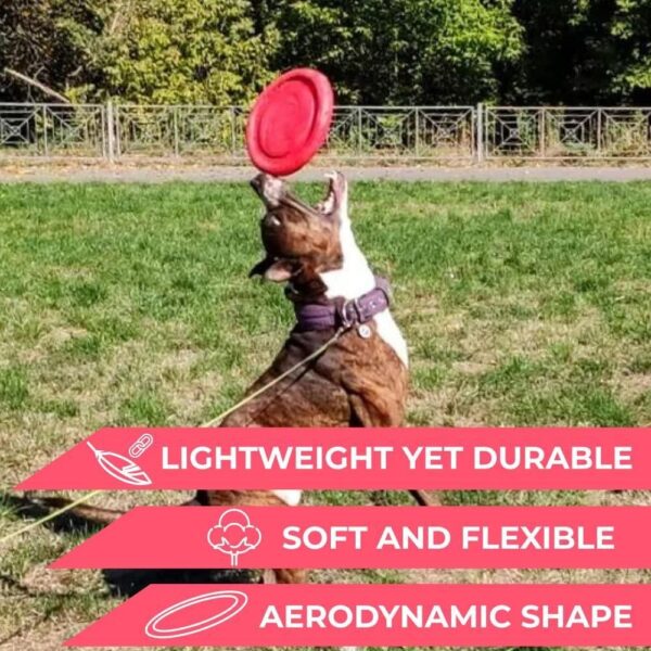 Dog Frisbee Toy Safe for Teeth Outdoor Floating Flying Disk for Small Medium and Large Breed Dogs Lightweight Dog Catch and Fetch Toy Outside Dog Yard Toys Pink Color - Image 3