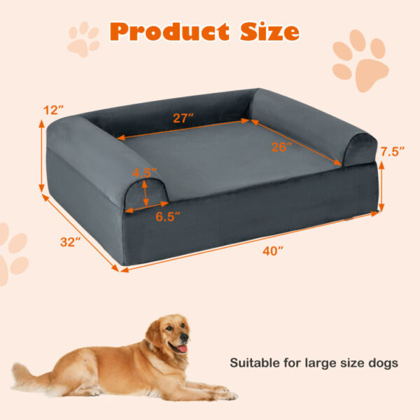 Orthopedic Dog Bed Memory Foam Pet Bed with Headrest for Large Dogs - Image 5