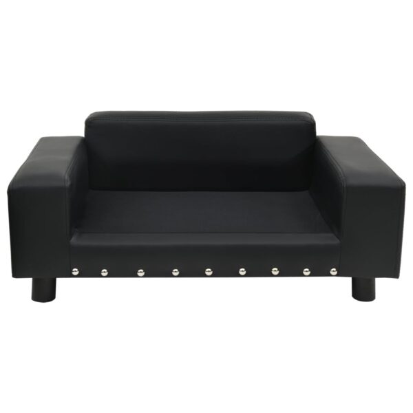Dog Sofa Black 31.9"x16.9"x12.2" Plush and Faux Leather - Image 2