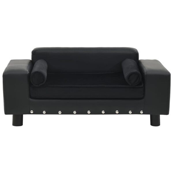 Dog Sofa Black 31.9"x16.9"x12.2" Plush and Faux Leather - Image 3