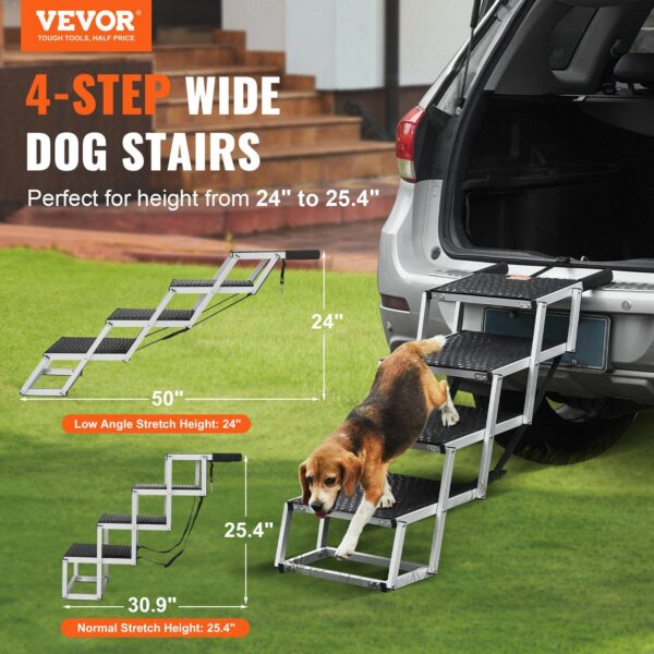 VEVOR Dog Stair for Cars 4-step Folding Dog Steps Aluminum Loads up to 150 lbs - Image 2
