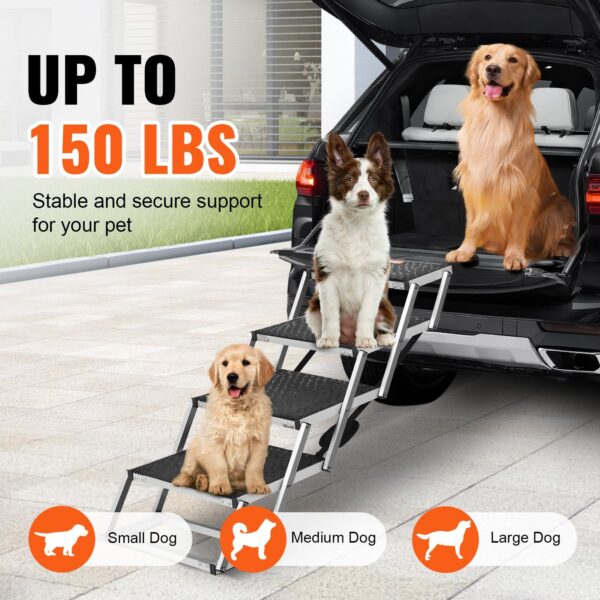 VEVOR Dog Stair for Cars 4-step Folding Dog Steps Aluminum Loads up to 150 lbs - Image 3