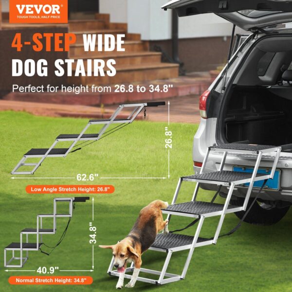 VEVOR Dog Stair for Cars 4-step Folding Dog Steps Aluminum Loads up to 250 lbs - Image 2