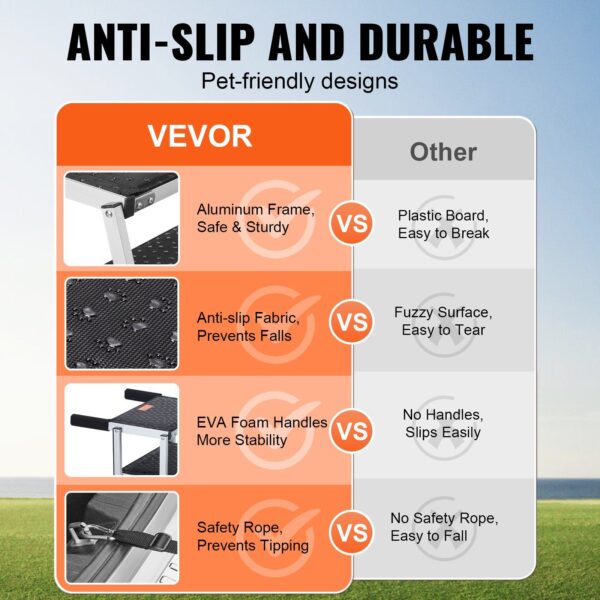 VEVOR Dog Stair for Cars 4-step Folding Dog Steps Aluminum Loads up to 250 lbs - Image 4