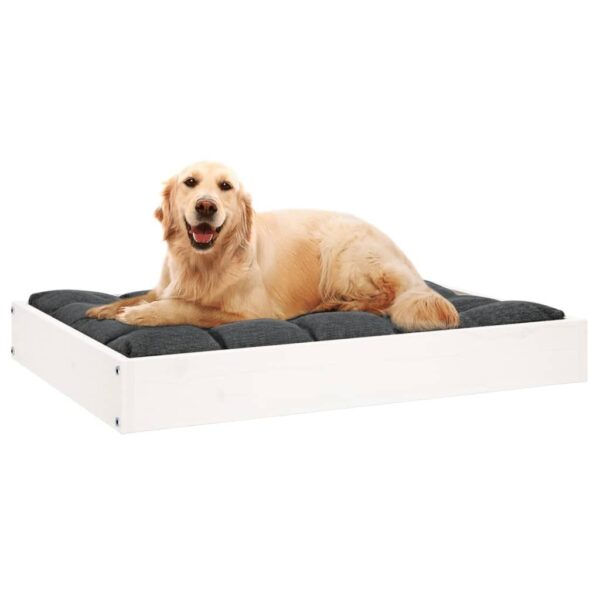 Dog Bed White 28.1"x21.3"x3.5" Solid Wood Pine - Image 6