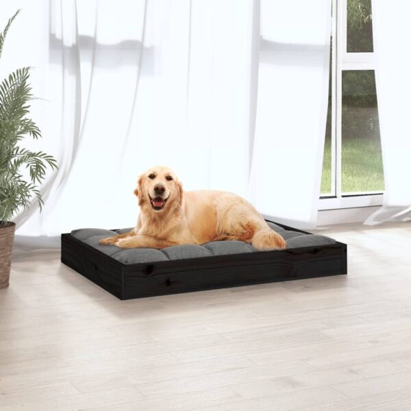 Dog Bed Black 28.1"x21.3"x3.5" Solid Wood Pine - Image 5