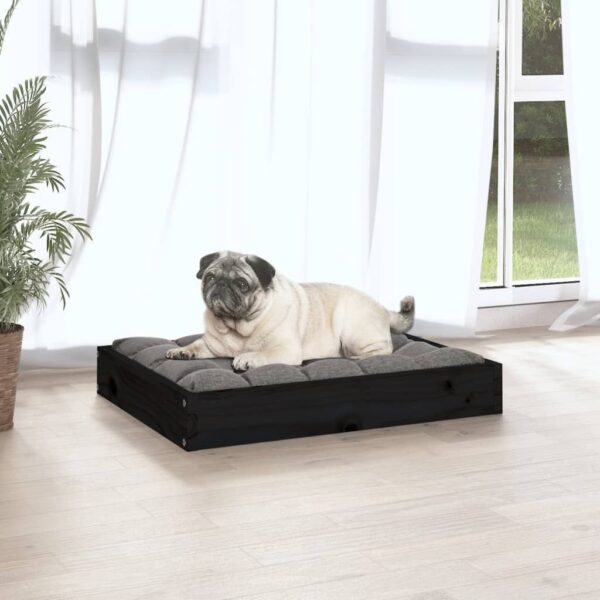 Dog Bed Black 24.2"x19.3"x3.5" Solid Wood Pine - Image 5