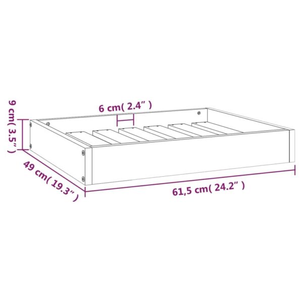 Dog Bed Black 24.2"x19.3"x3.5" Solid Wood Pine - Image 8