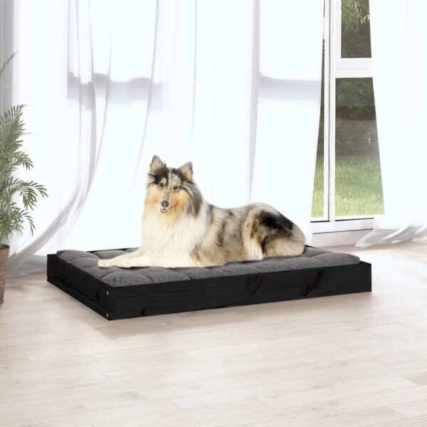 Dog Bed Black 36"x25.2"x3.5" Solid Wood Pine - Image 5
