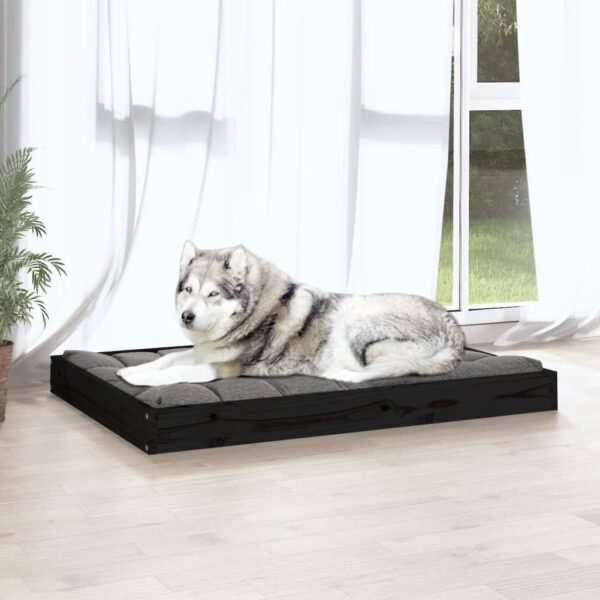 Dog Bed Black 40"x29.1"x3.5" Solid Wood Pine - Image 5
