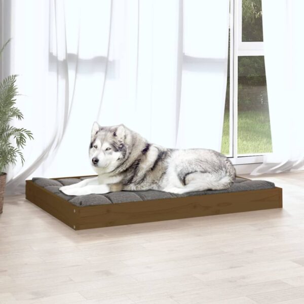 Dog Bed Honey Brown 40"x29.1"x3.5" Solid Wood Pine - Image 5
