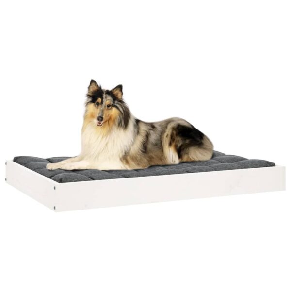 Dog Bed White 36"x25.2"x3.5" Solid Wood Pine - Image 6