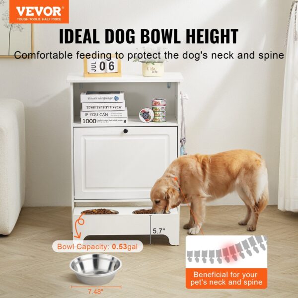 VEVOR Pet Feeding Station w/ 2 Elevated Dog Bowls Dog Food & Toy Storage Cabinet - Image 2