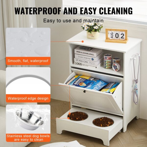VEVOR Pet Feeding Station w/ 2 Elevated Dog Bowls Dog Food & Toy Storage Cabinet - Image 5