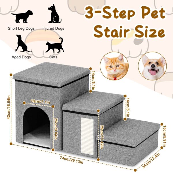 4-in-1 Adjustable Pet Stairs with Storage for Small Dachshunds - Image 14