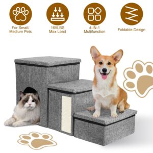 Dog Stairs for Bed and Couch with Adjustable Storage for Wiener Dogs