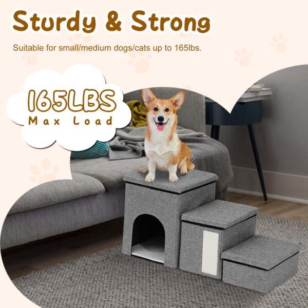4-in-1 Adjustable Pet Stairs with Storage for Small Dachshunds - Image 7
