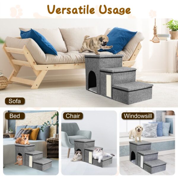 4-in-1 Adjustable Pet Stairs with Storage for Small Dachshunds - Image 8