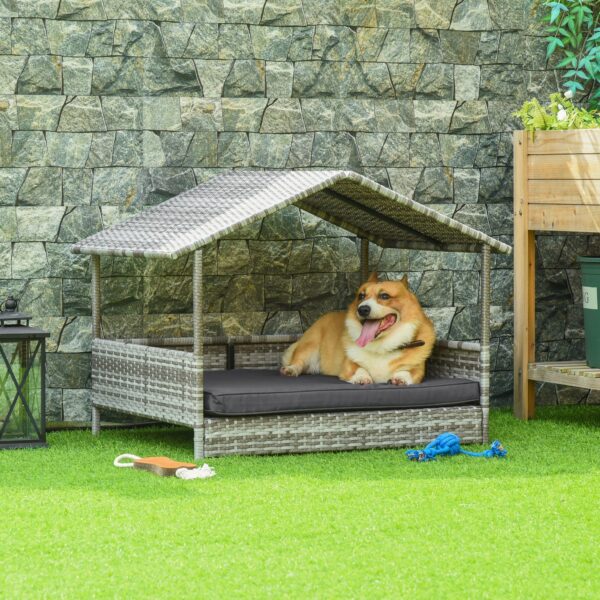 Rattan Dog Bed with Water-resistant Cushion