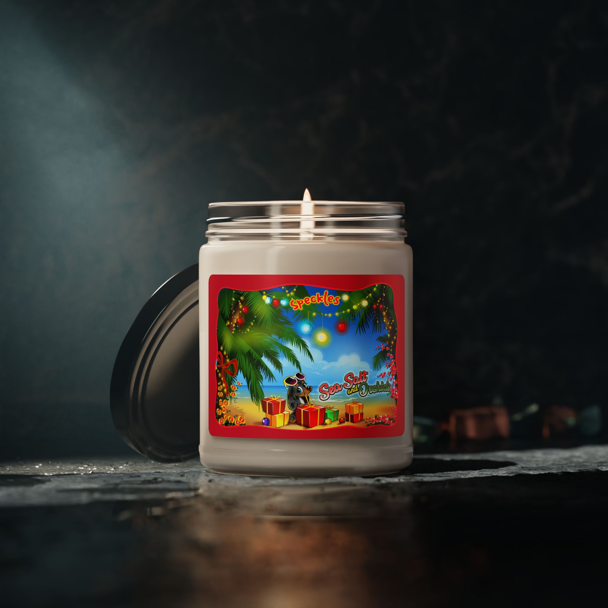Christmas Edition - Speckles' Sea Salt and Orchid Scented Soy Candle - 9oz - Image 2